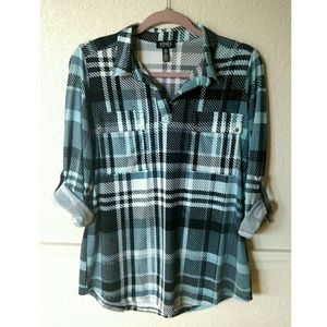 Jones New York 3/4 roll-sleeve blouse